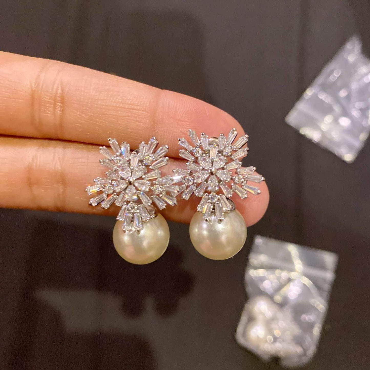 Crystal Pearl Earrings - Luxevoix