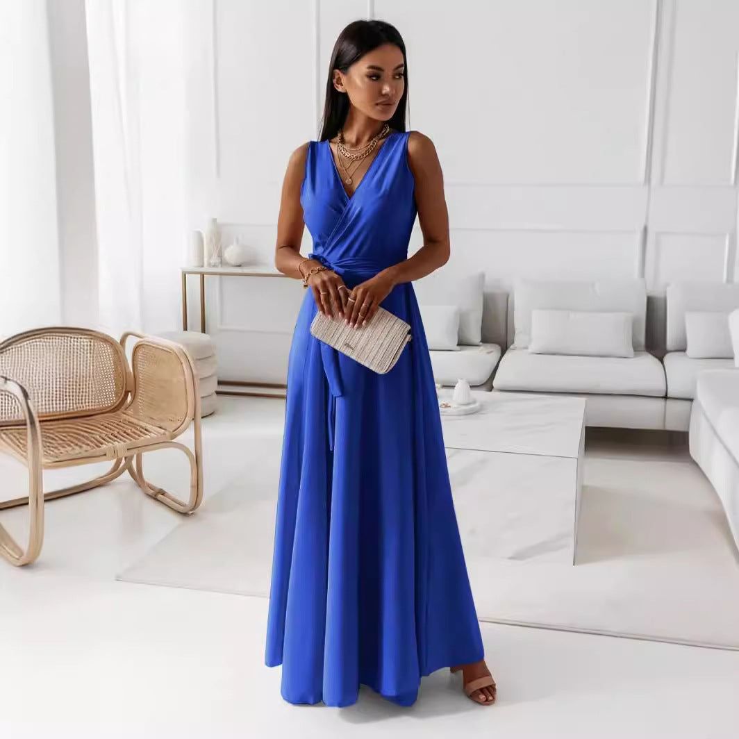 Vestito Maxi Scollo V Cintura