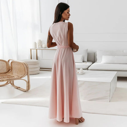 Vestito Maxi Scollo V Cintura