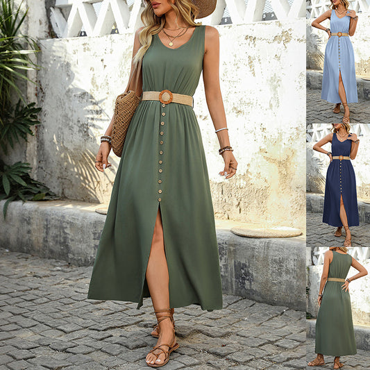 Vestito Beach Lungo Bottoni