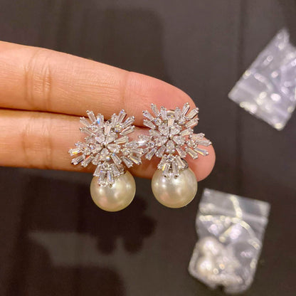 Crystal Pearl Earrings - Luxevoix