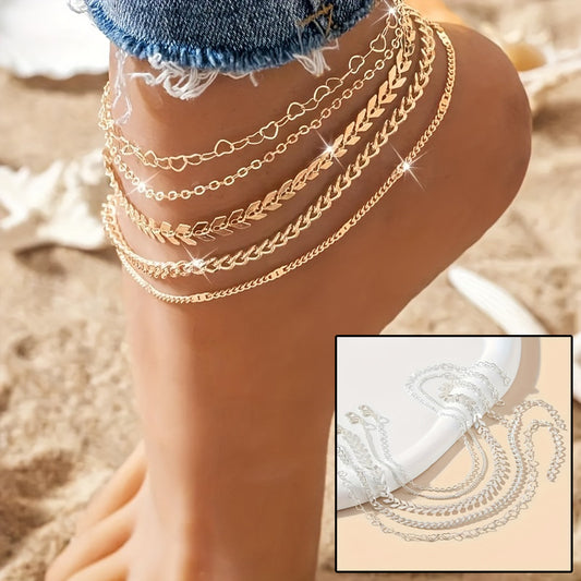 5Pcs Bohemian Airplane Chain Ankle Chain Fashion
