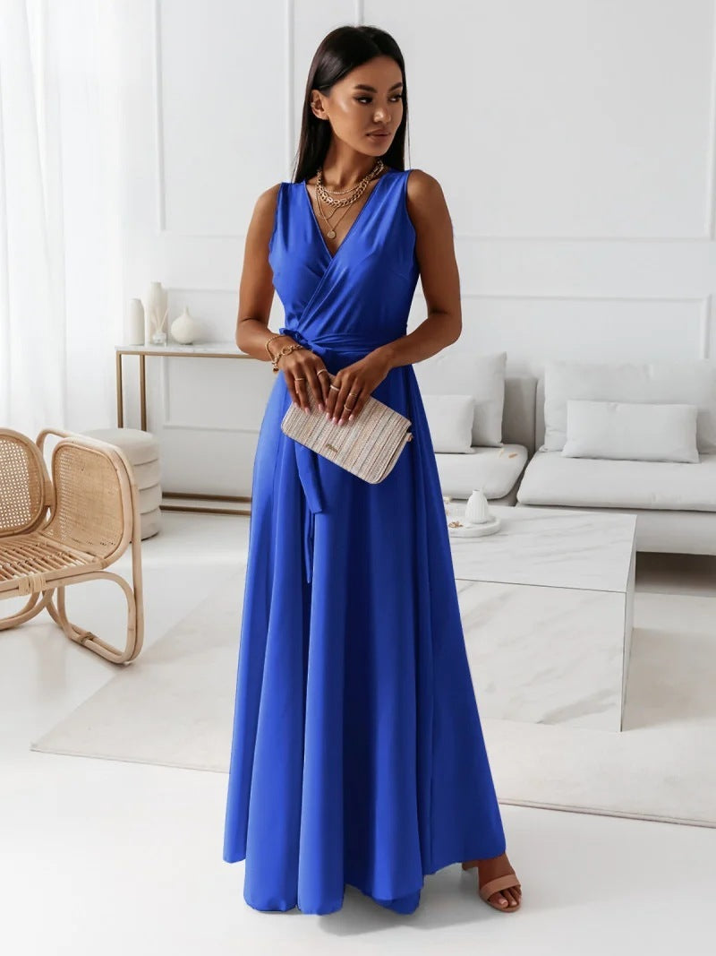 Vestito Maxi Scollo V Cintura