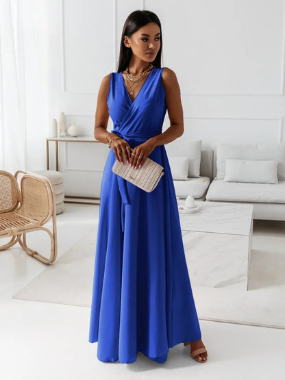 Vestito Maxi Scollo V Cintura