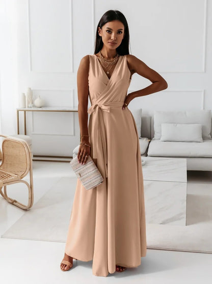 Vestito Maxi Scollo V Cintura