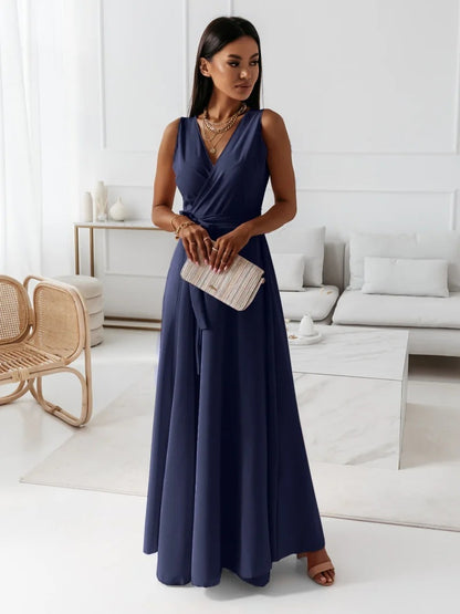Vestito Maxi Scollo V Cintura