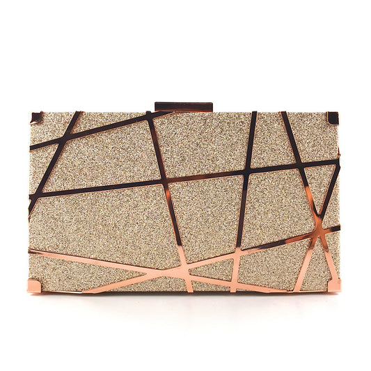 Clutch Luxury Oro Glitter Catena
