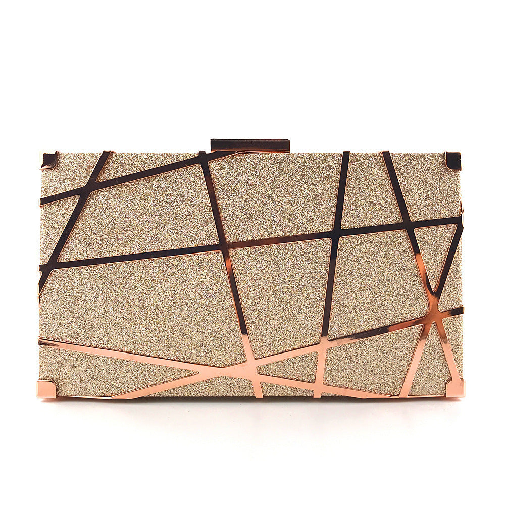 Clutch Luxury Oro Glitter Catena