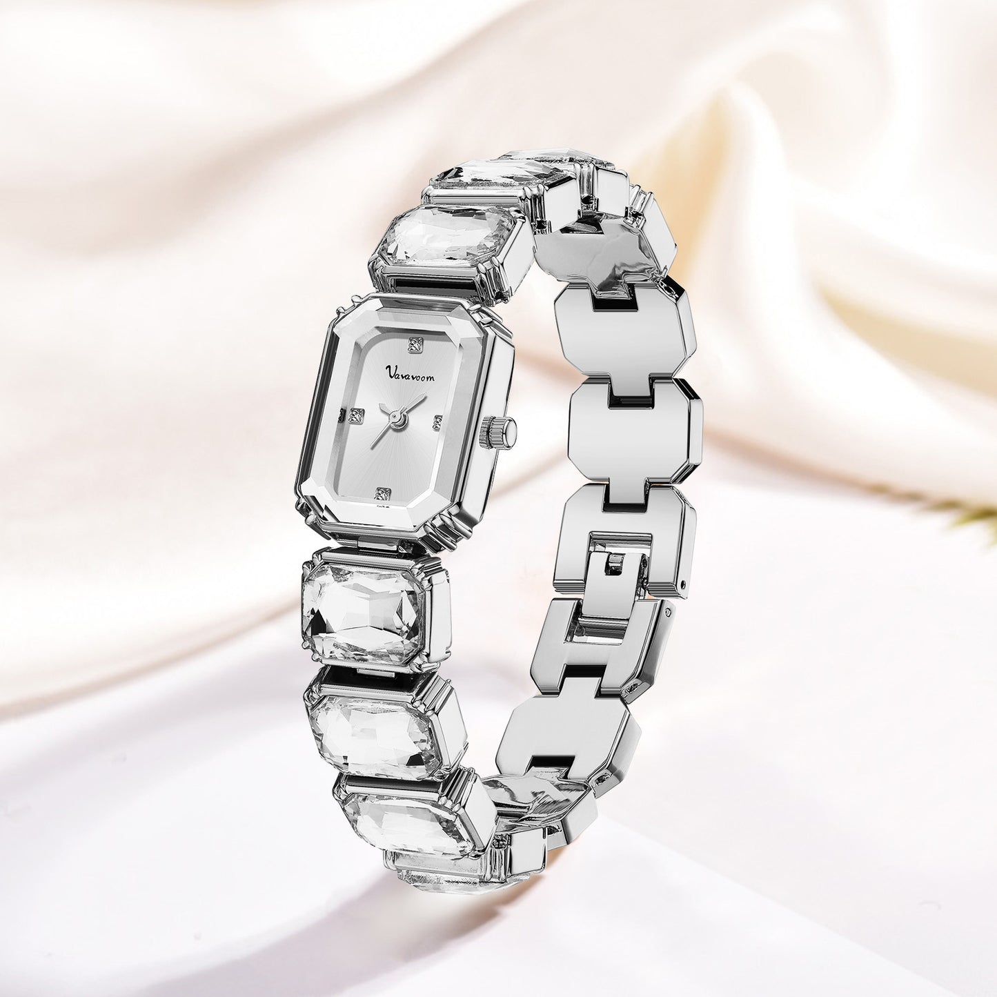 Orologio Donna Quadrato Elegante in Acciaio e Diamante