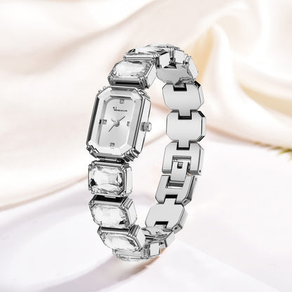 Orologio Donna Quadrato Elegante in Acciaio e Diamante